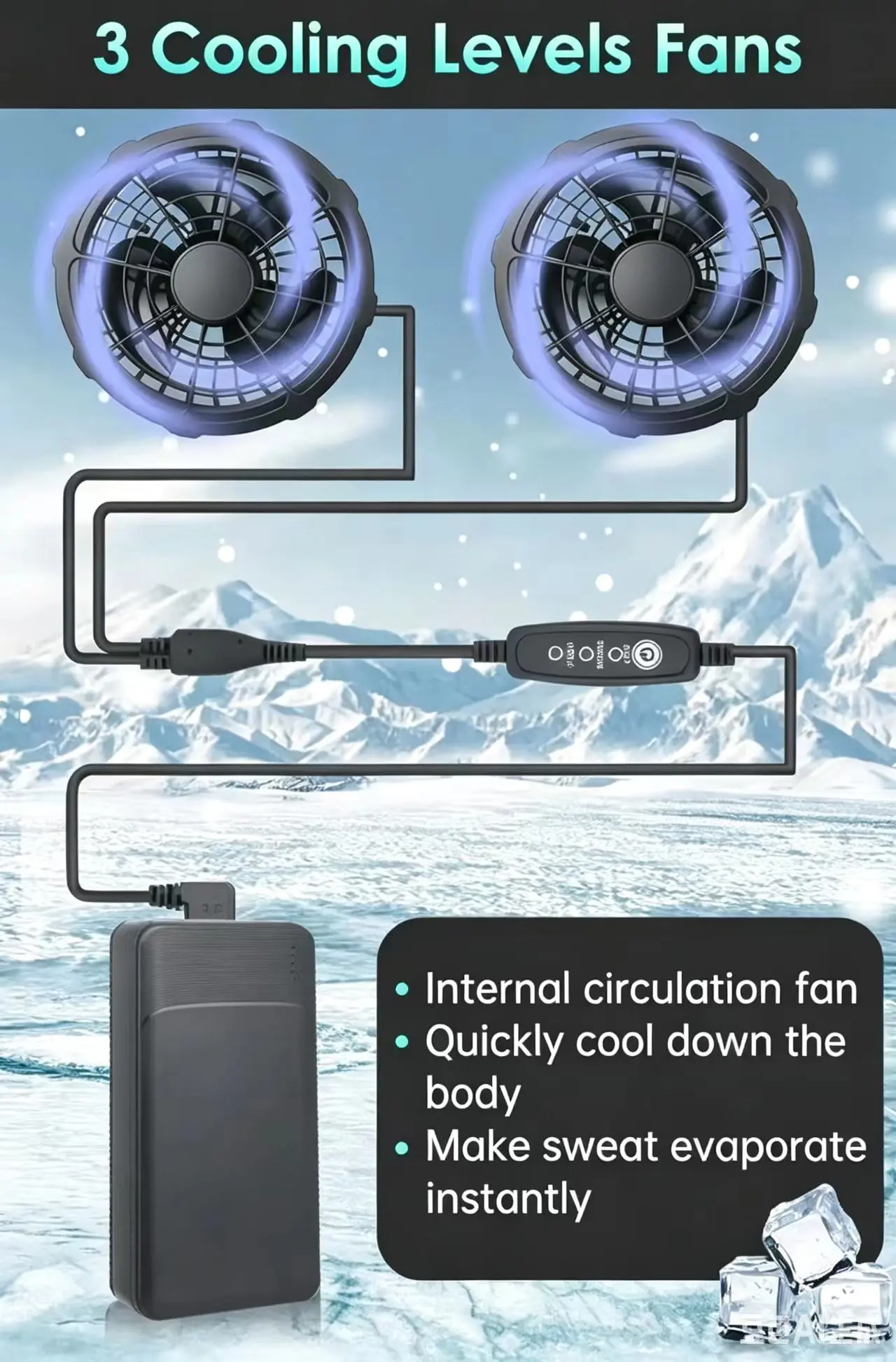 5/12V Cooling Fan Fo Air Conditioner Vest Air Conditioning Clothing Wearable 5V Cool Fan for High Temperature Work Fishing Vest