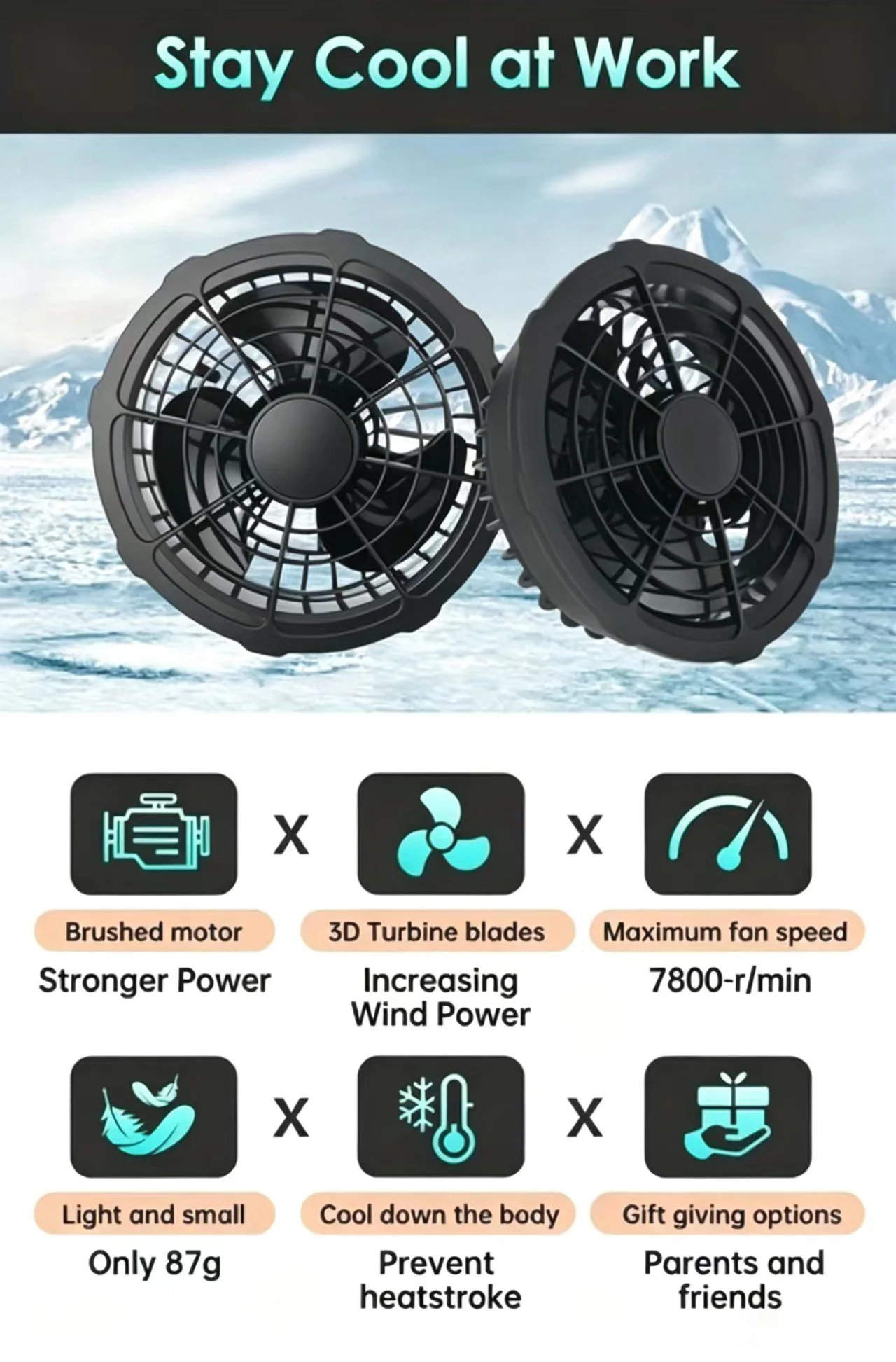 5/12V Cooling Fan Fo Air Conditioner Vest Air Conditioning Clothing Wearable 5V Cool Fan for High Temperature Work Fishing Vest