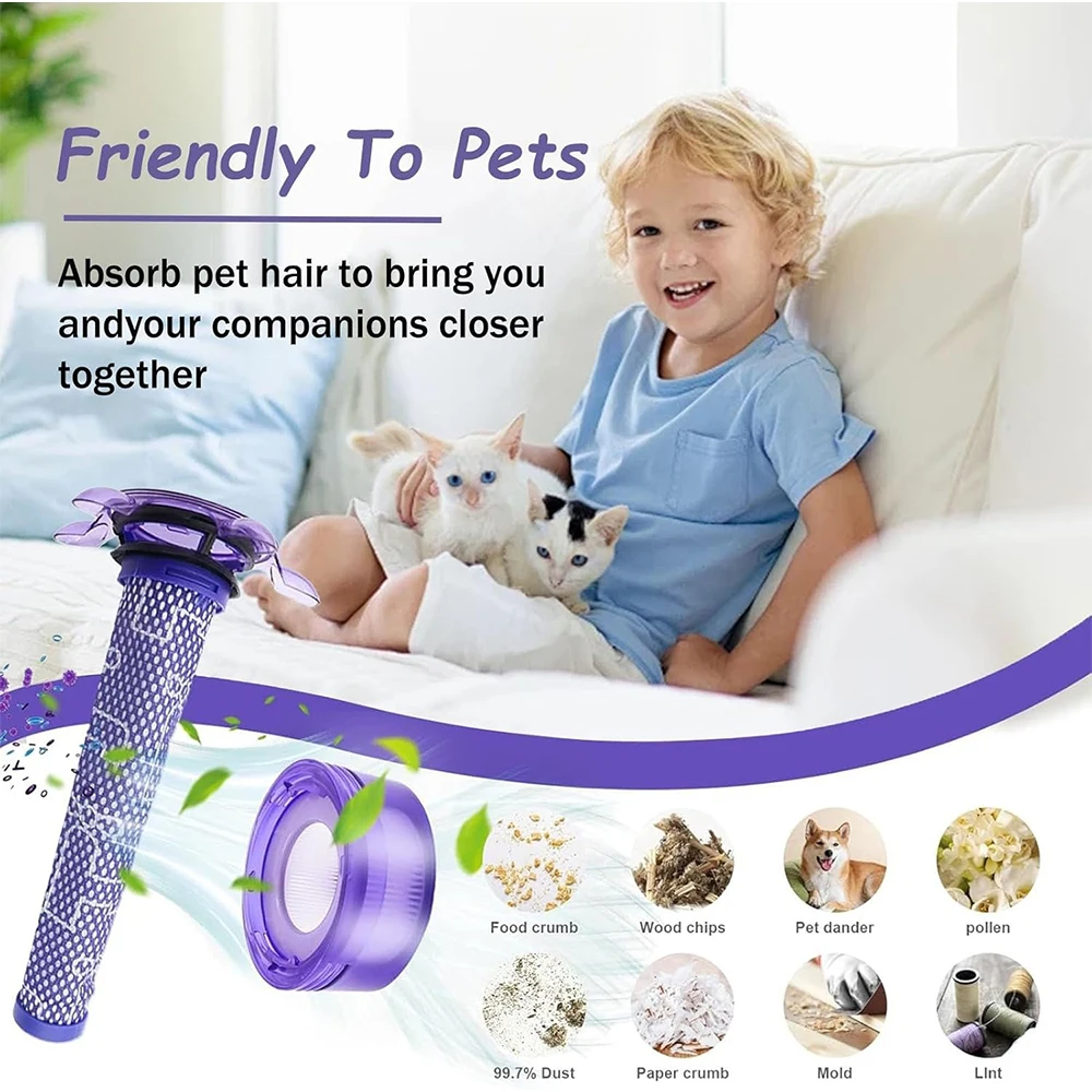 For Dyson V8 Focus Mattress/ Animal Extra/SV25 SV37 Vacuum Cleaner Replacement Filter, Pre-Filter and Post- Filter Replacement