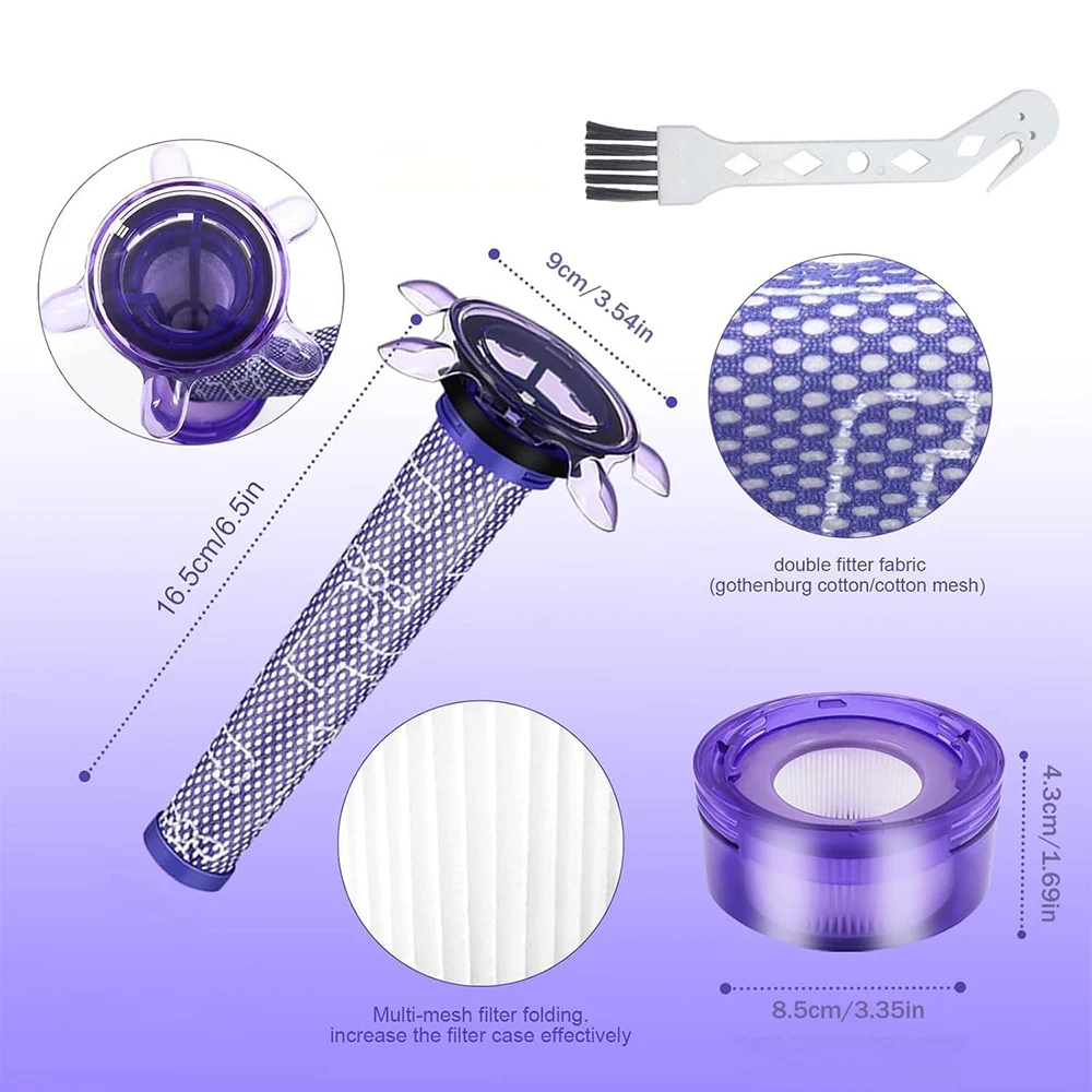 For Dyson V8 Focus Mattress/ Animal Extra/SV25 SV37 Vacuum Cleaner Replacement Filter, Pre-Filter and Post- Filter Replacement