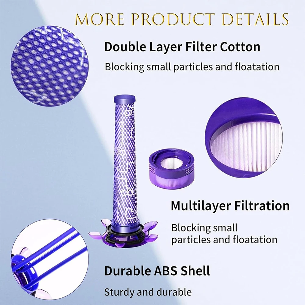 For Dyson V8 Focus Mattress/ Animal Extra/SV25 SV37 Vacuum Cleaner Replacement Filter, Pre-Filter and Post- Filter Replacement