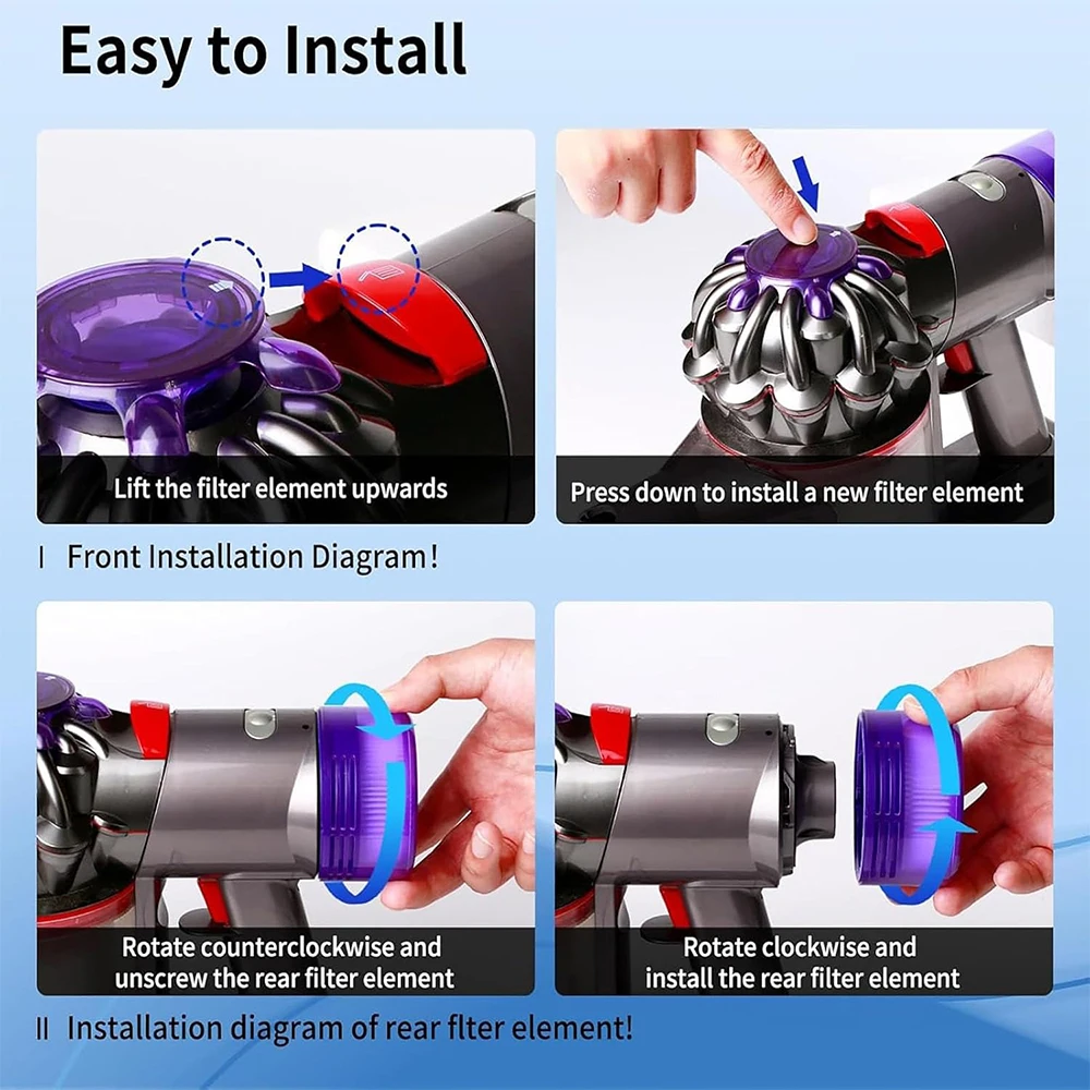 For Dyson V8 Focus Mattress/ Animal Extra/SV25 SV37 Vacuum Cleaner Replacement Filter, Pre-Filter and Post- Filter Replacement