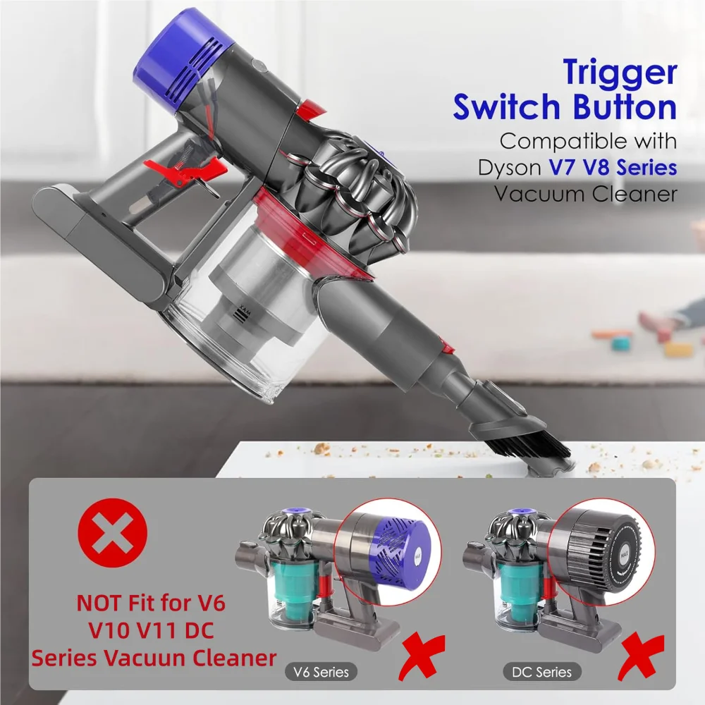 Trigger Switch Button Replacement Parts for Dyson V7 V8 SV10 SV11 Vacuum Cleaner, Red Power Switch Button Repair Parts