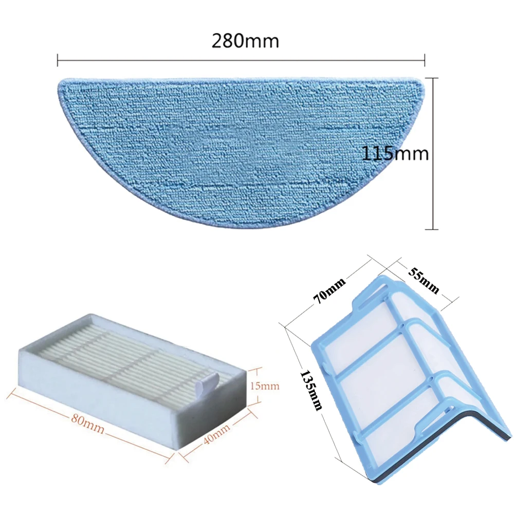 For ILife V5 V5S V3 V3S V5Pro V50 V55 X5 Robot Vacuum Cleaner Spare Parts, Side Brush HEPA Filter Mop Velcro Replacement Parts