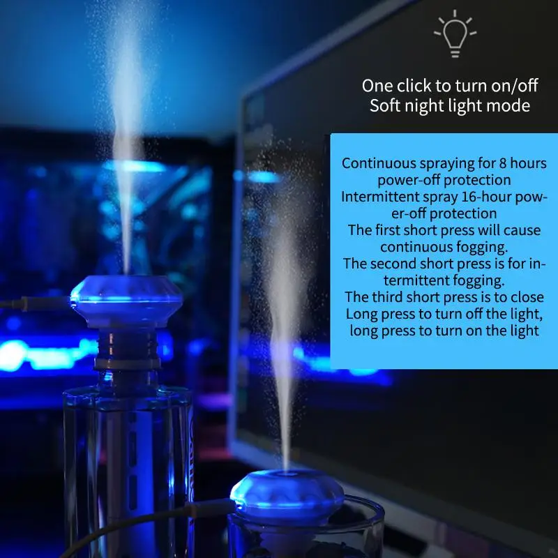 LED Light USB Humidifier with Compact Stick Design for Easy Air Moisture Adjustment