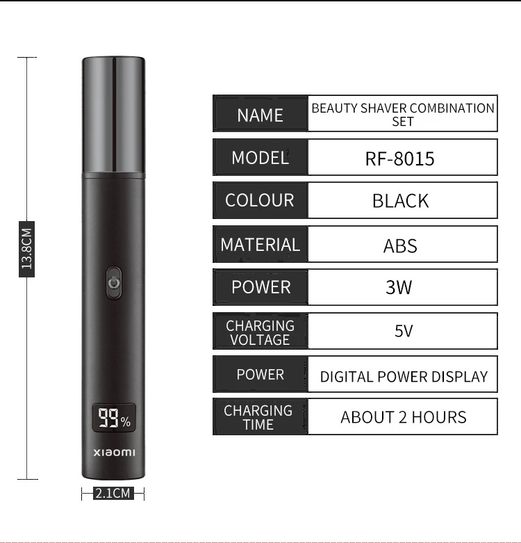 NEW XIAOMI 3 in 1 Electric Hair Trimmer for Nose Men Painless Rechargeable Sideburns Eyebrows Beard Hair Clipper Shaver