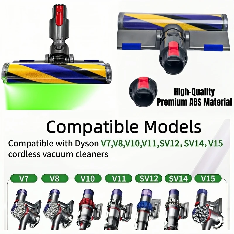 Soft Fluff Floor Cleaning Brush for Dyson V10 V11 V15 V8 V7 Vacuum Cleaner Replacement Parts LED Dust Display for Floor Cleaning