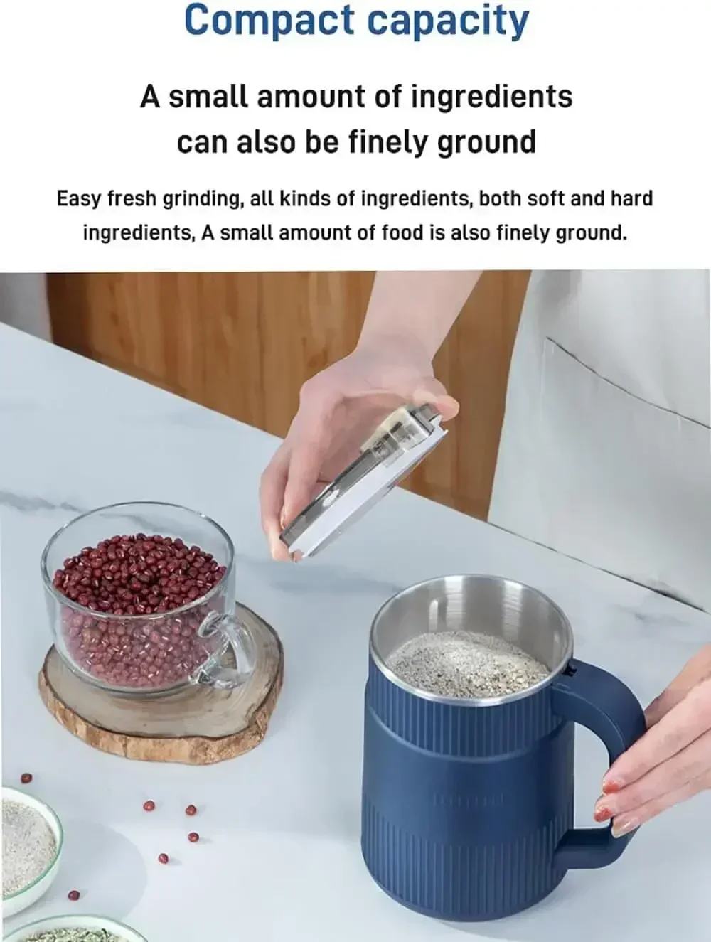 TINSOL Household Kitchen Stainless Steel Electric Coffee Bean Grinder 500 ml Large Capacity Multifunctional Bean Flour Grinder