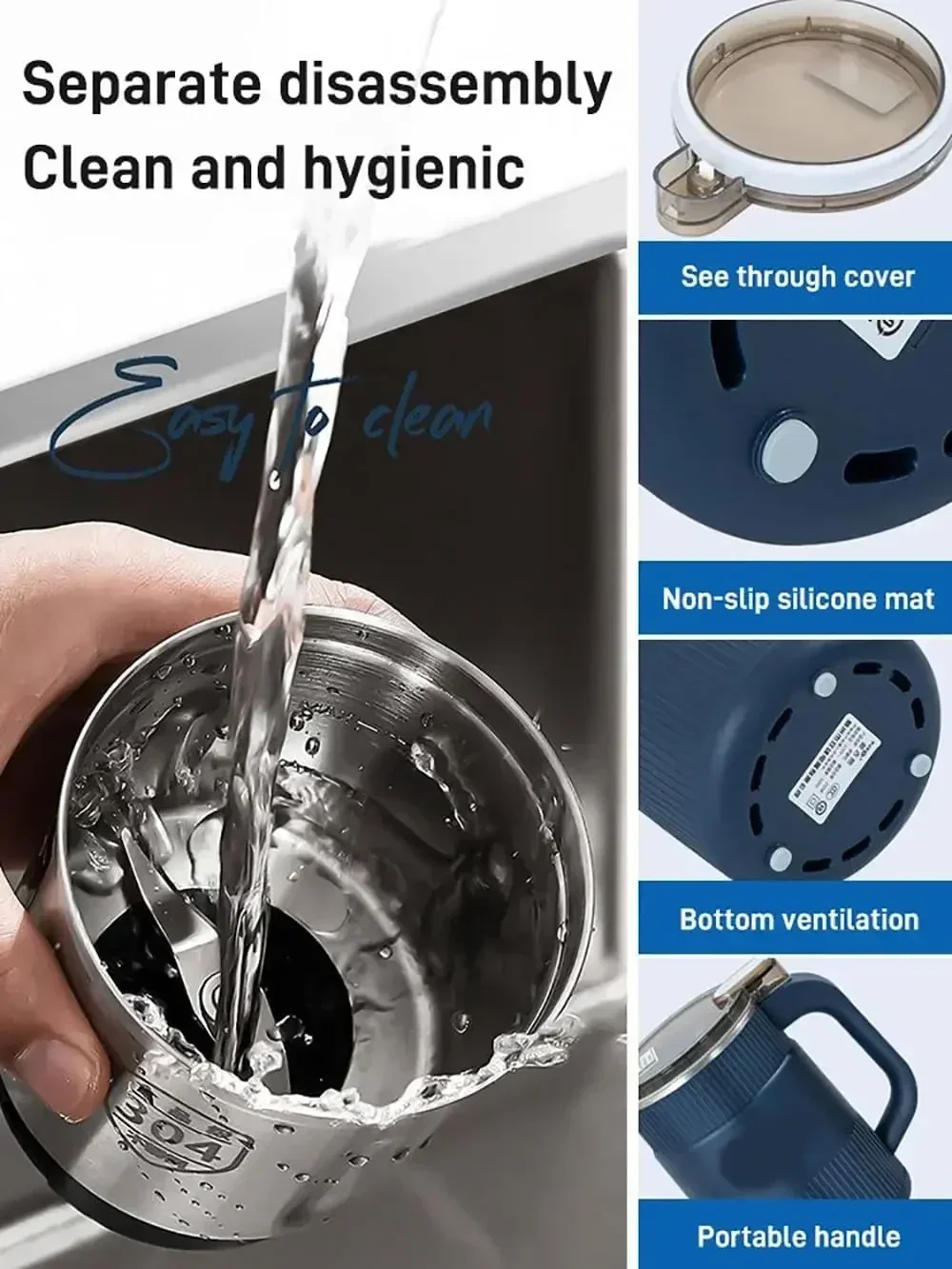 TINSOL Household Kitchen Stainless Steel Electric Coffee Bean Grinder 500 ml Large Capacity Multifunctional Bean Flour Grinder