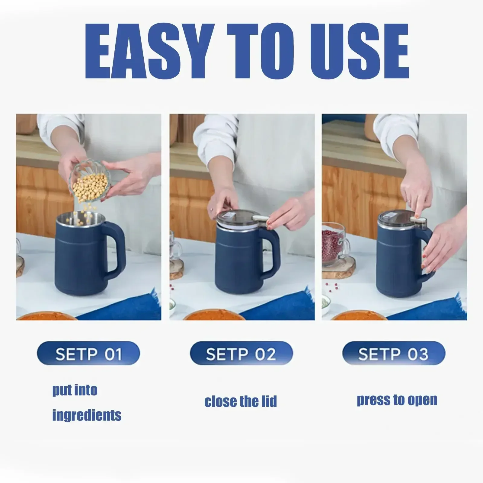 TINSOL Household Kitchen Stainless Steel Electric Coffee Bean Grinder 500 ml Large Capacity Multifunctional Bean Flour Grinder