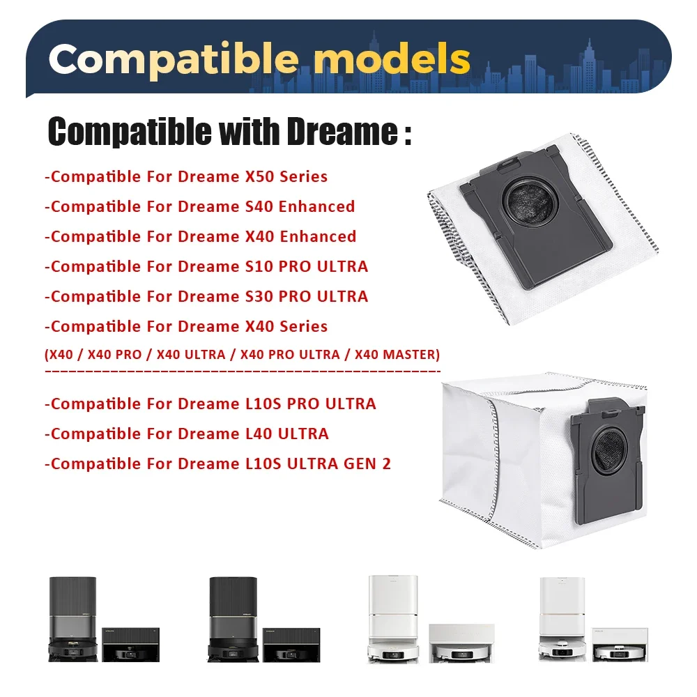 For Dreame X30/X40/X50 Ultra, L10s/L30s/L40/L50 Ultra, S10/S30 Pro Ultra Dust Bags Mop Cloths Sweeping Robot Vacuum Parts
