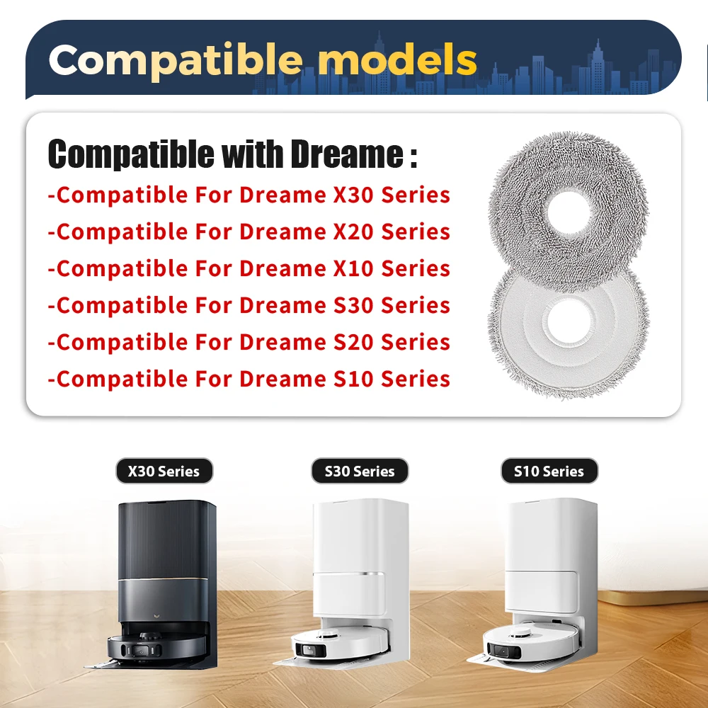 For Dreame X30/X40/X50 Ultra, L10s/L30s/L40/L50 Ultra, S10/S30 Pro Ultra Dust Bags Mop Cloths Sweeping Robot Vacuum Parts