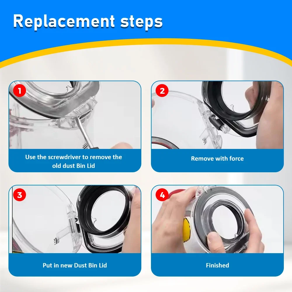 Dust Bin Lid For Dyson V6 V7 V8 V11 V10 V12 V15 Vacuum Cleaner Replacement Dust Bin Top Cover Fixed Tool Sealing Ring Accessory