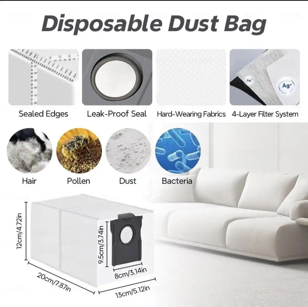 Dreame L40 Ultra AE / D20 UItra Robot Vacuum Spare Parts Main Side Brushes Mop Cloths HEPA Filters Dust Bags Accessories
