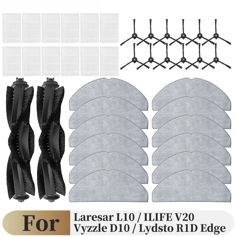 For ( ILIFE V20 / Vyzzle D10 / Laresar L10 / Lydsto R1D Edge / Roidmi Eve Rook S ) Parts Main Side Brush Filter Mop