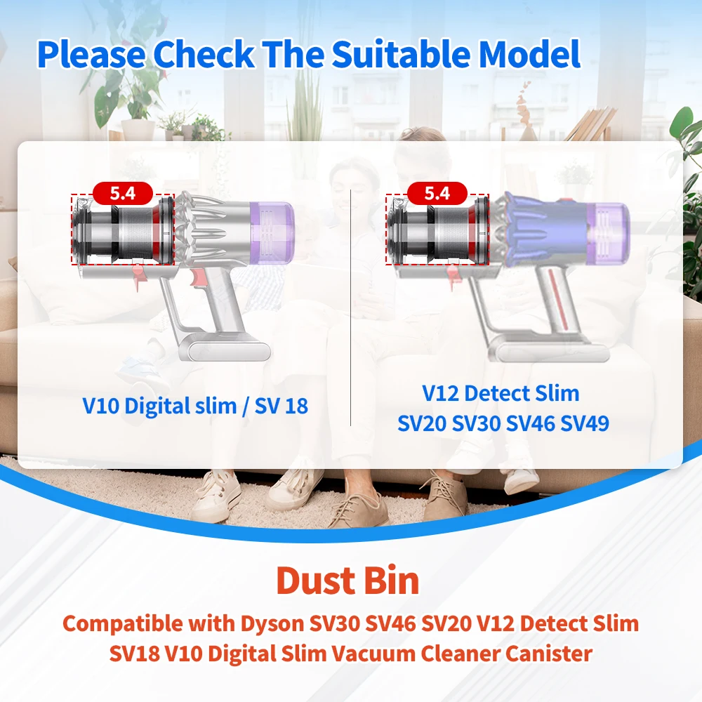 Dust Bin Replacement For Dyson V12 Detect Slim V10 Digital Slim SV18 SV20 V12 Slim Cordless Vacuum Cleaner Canister Parts