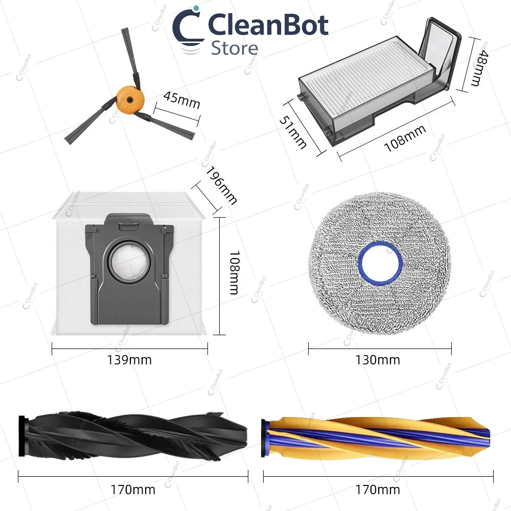 Dreame X60 Max Ultra Accessories Main Side Brush HEPA Filter Mop Cloths Dust Bag Vacuum Cleaner Replacement