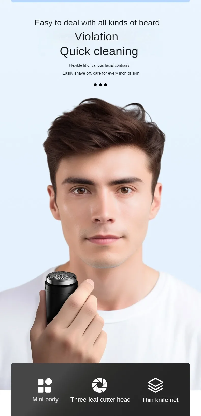 Lenovo ES20 Electric Shaver High-speed Motor Metal Body Alloy Blade for Quick Cleaning IPX7 Waterproof Whole Body Water Wash