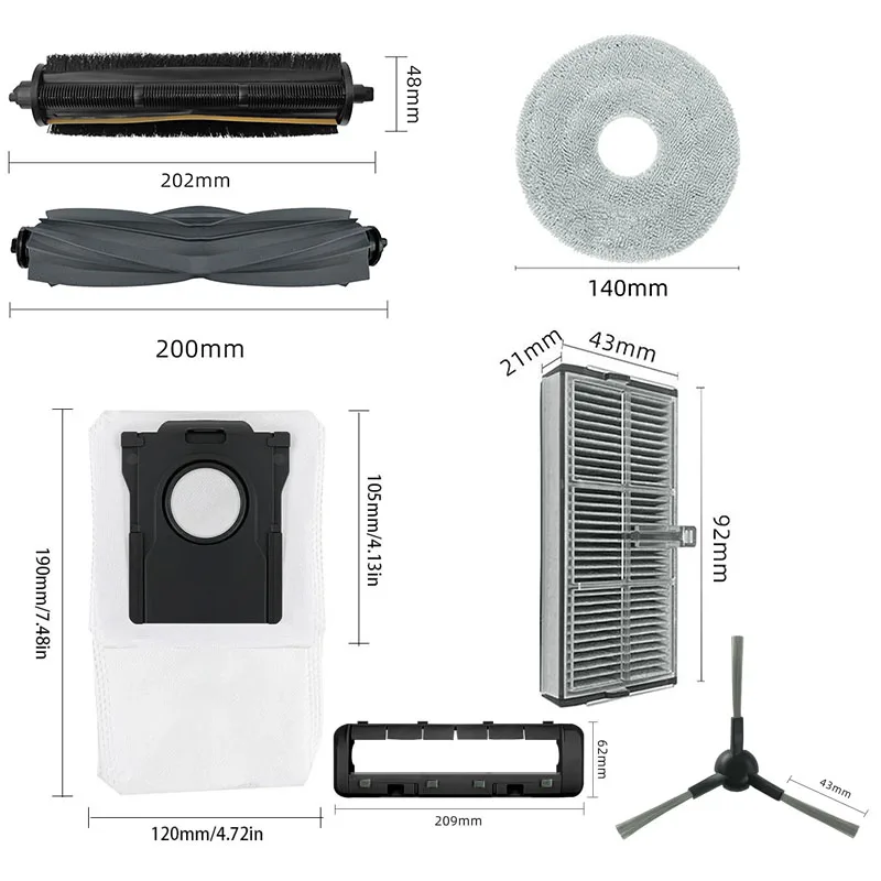 For Dreame MOVA E40 Ultra/ MOVA E30 Ultra, Dreame L30 Ultra S/ Dreame L10s Pro Ultra Heat Main Side Brush Filter Accessories