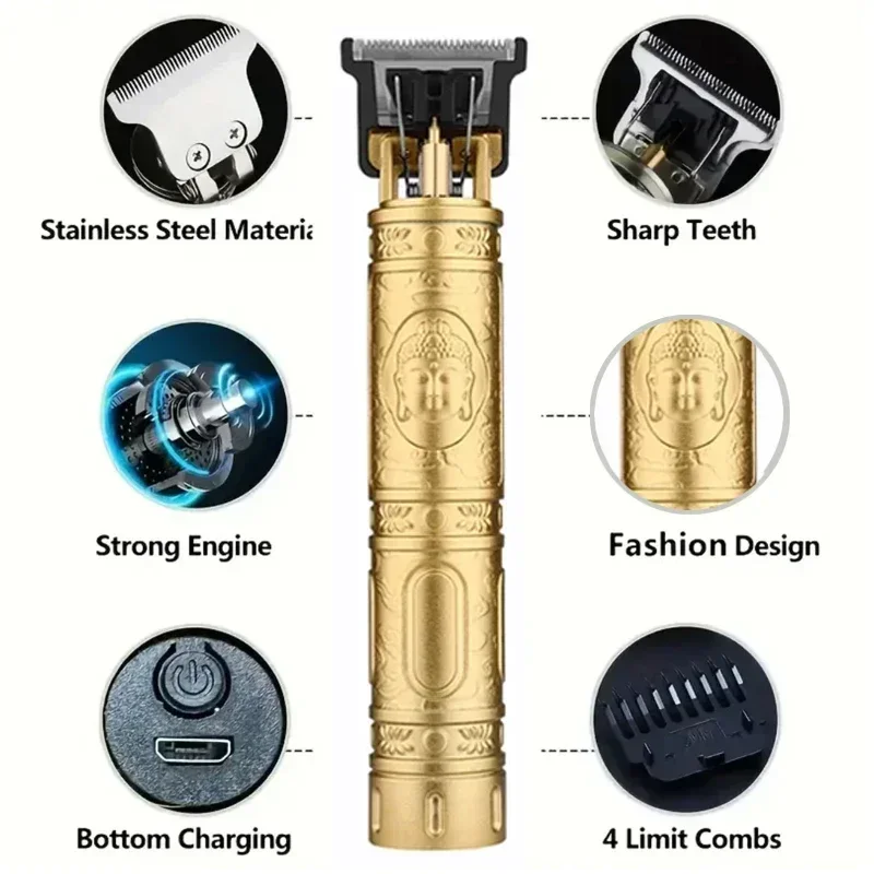 2026 T9 Electric Hair Clipper 0mm Bald Fade Professional USB Rechargeable Trimmer Portable Barber Shaver for Men Home Haircut