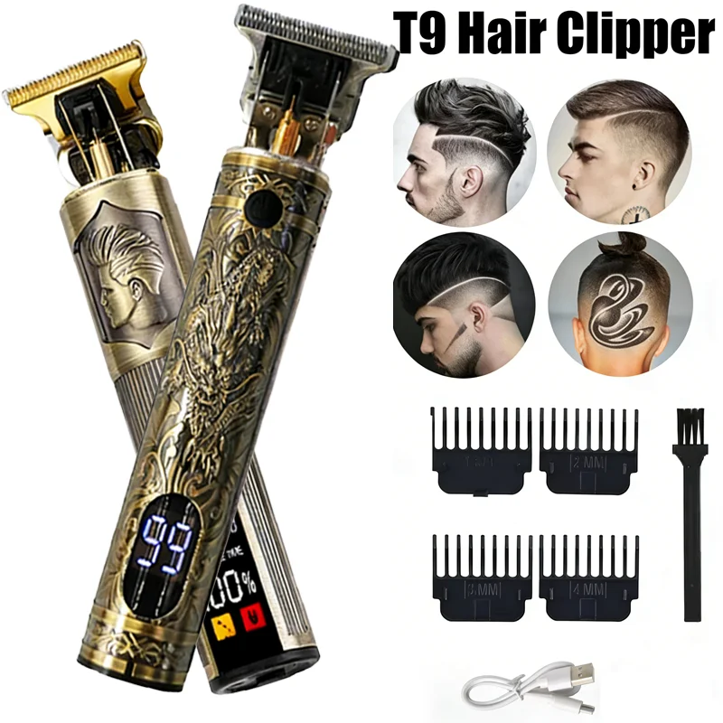 2026 T9 Electric Hair Clipper 0mm Bald Fade Professional USB Rechargeable Trimmer Portable Barber Shaver for Men Home Haircut