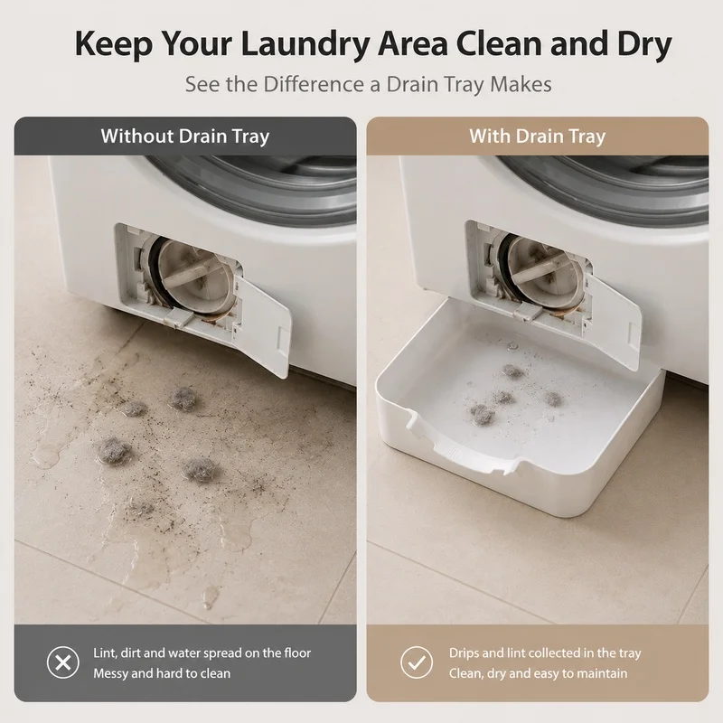 Washing Machine Drain Tray Universal Drain Funnel Proof Tray Front Load Washer Drip Catcher Base Water Collection Catch Trays