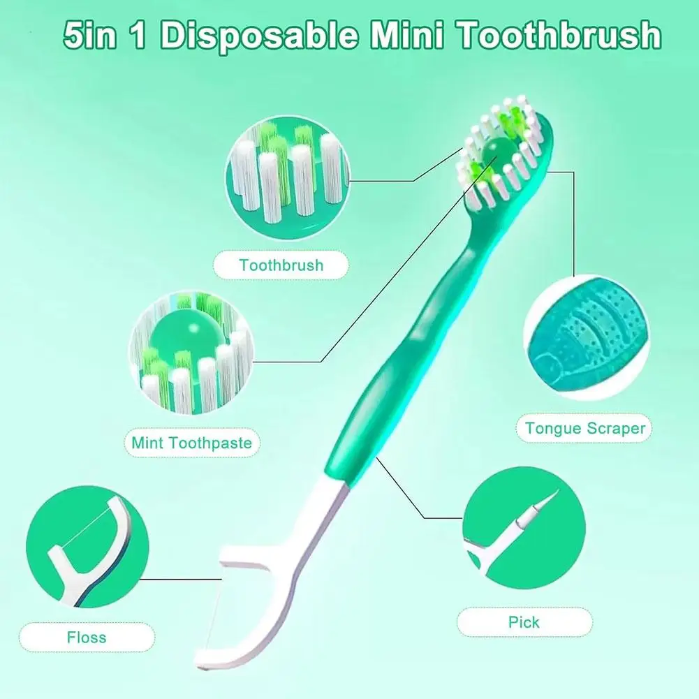 Portable Travel Toothbrush Set Disposable Exploded Bead Toothbrush with Floss Portable Travel Toothbrush With Dental Floss