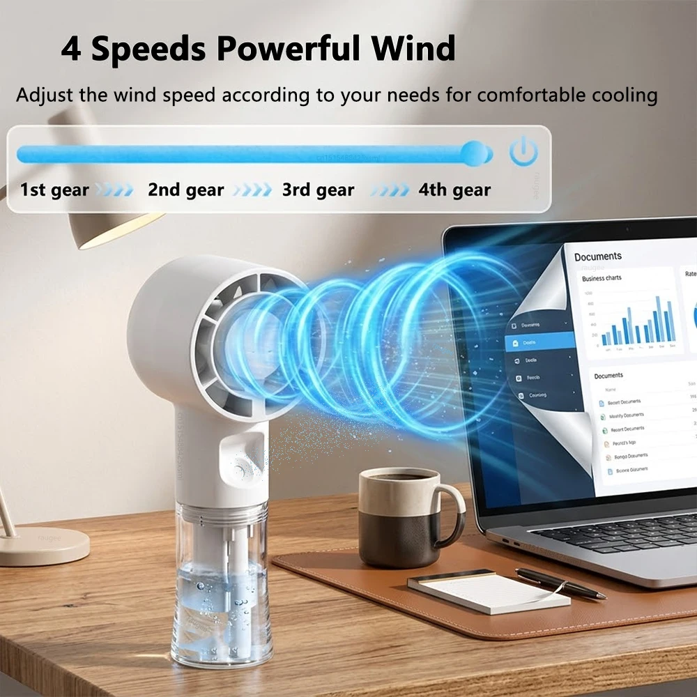 Portable Humidifier Fan Mini Mist Fan Rechargeable High Speed Handheld Turbo Fan Water Spray Mist Fan Outdoor Small Pocket Fan