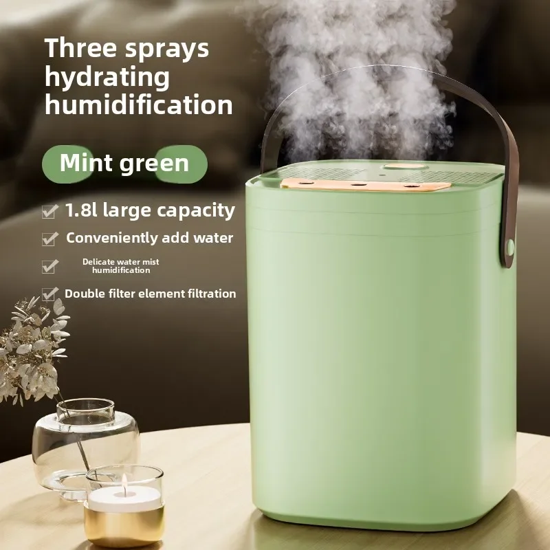 TINSOL 1.8L Three-Hole Spray Humidifier with Dual Filter USB Large Capacity Home/Dormitory/Bedroom/Office Night Light Humidifier