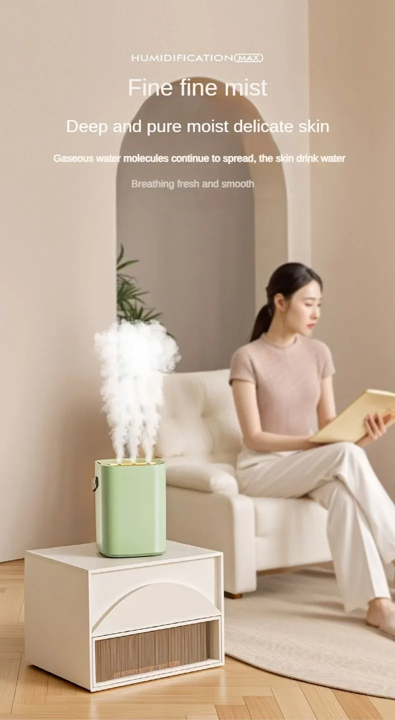 TINSOL 1.8L Three-Hole Spray Humidifier with Dual Filter USB Large Capacity Home/Dormitory/Bedroom/Office Night Light Humidifier