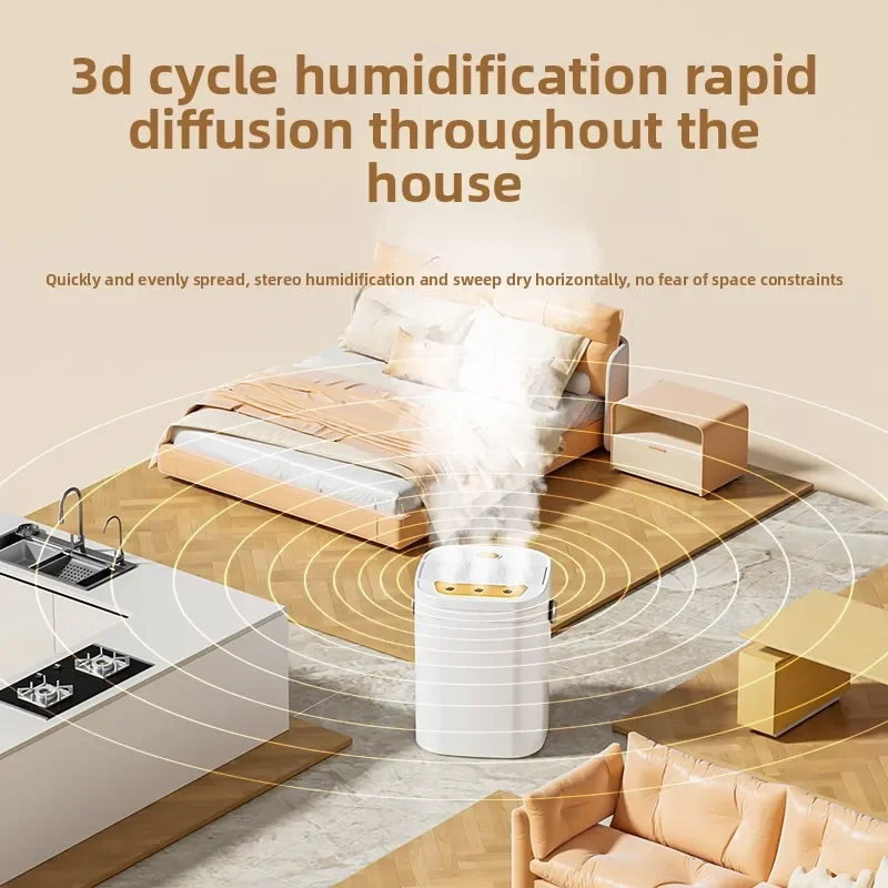TINSOL 1.8L Three-Hole Spray Humidifier with Dual Filter USB Large Capacity Home/Dormitory/Bedroom/Office Night Light Humidifier