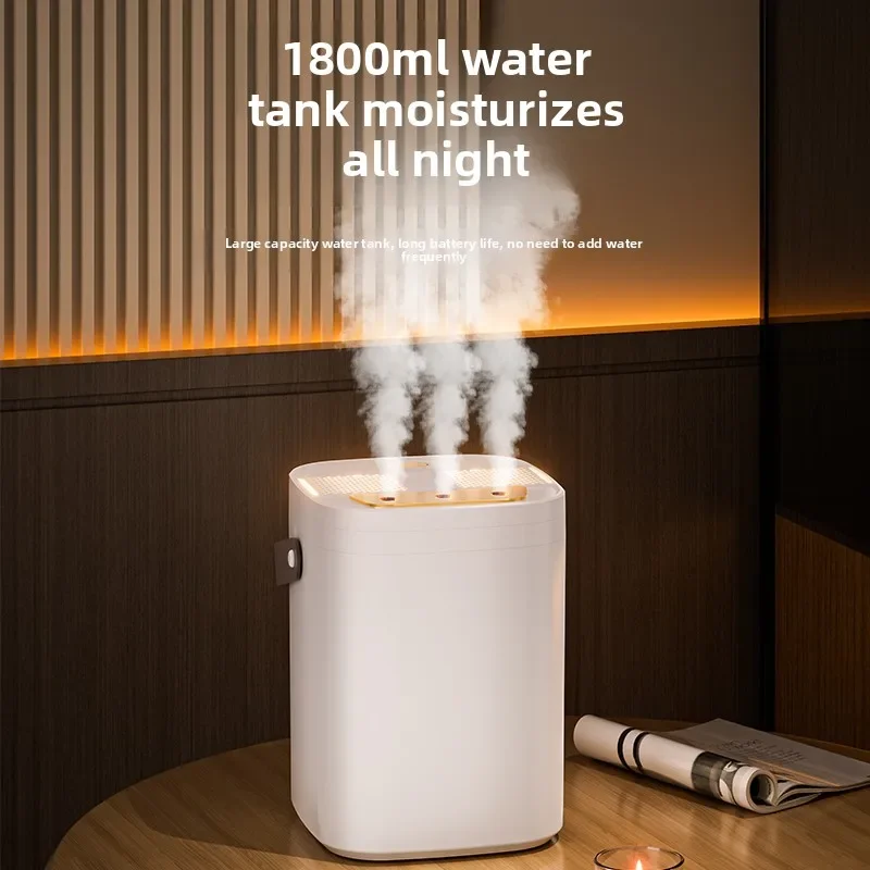 TINSOL 1.8L Three-Hole Spray Humidifier with Dual Filter USB Large Capacity Home/Dormitory/Bedroom/Office Night Light Humidifier