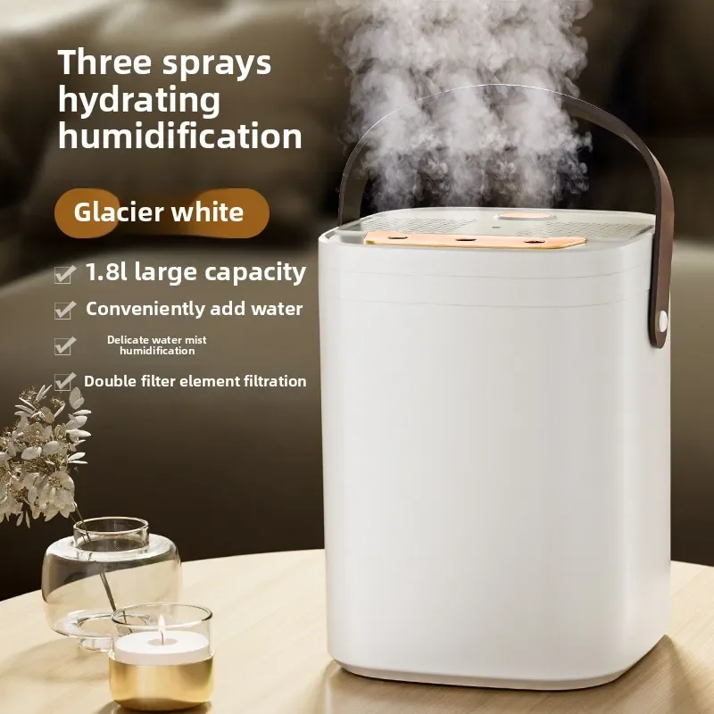 TINSOL 1.8L Three-Hole Spray Humidifier with Dual Filter USB Large Capacity Home/Dormitory/Bedroom/Office Night Light Humidifier