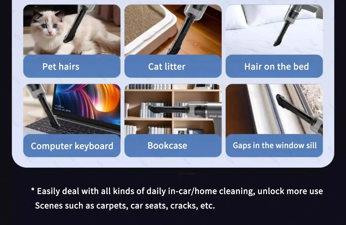 SZUK Car Vacuum Cleaner 2026 Handheld Vacuum Cleaner 8000PA Mini Air Blower Pet Hair Cleaning Machine Wireless Portable Cleaner