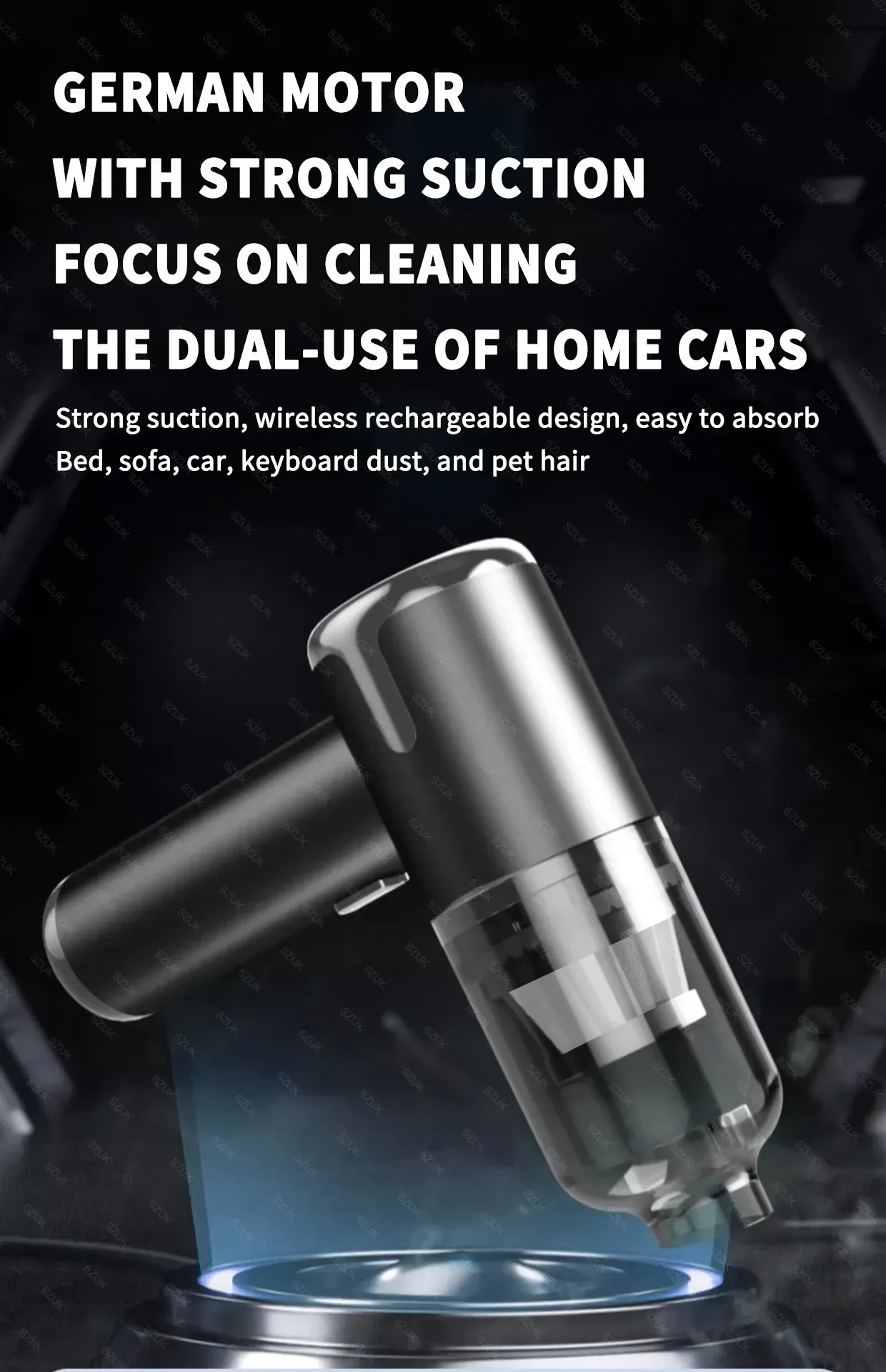 SZUK Car Vacuum Cleaner 2026 Handheld Vacuum Cleaner 8000PA Mini Air Blower Pet Hair Cleaning Machine Wireless Portable Cleaner
