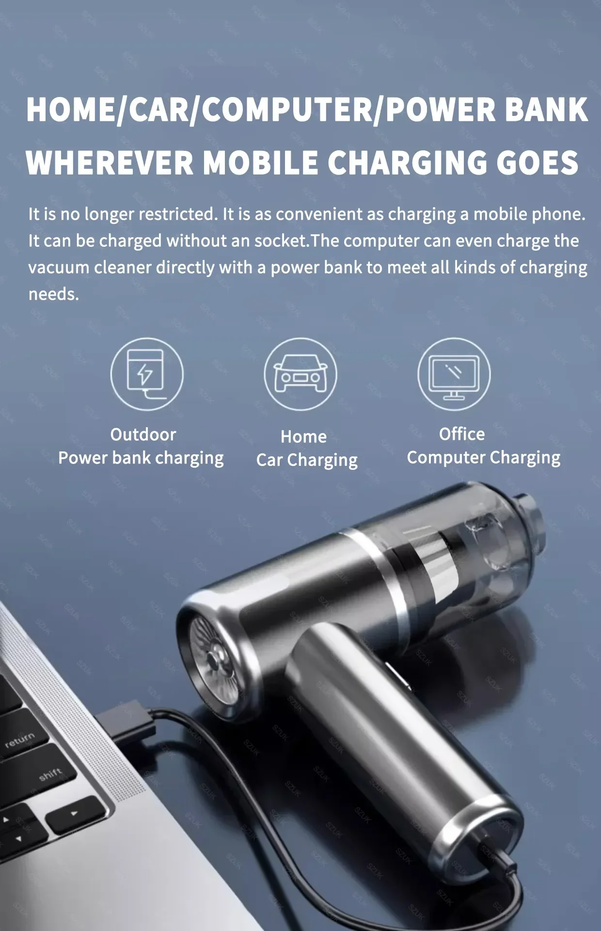 SZUK Car Vacuum Cleaner 2026 Handheld Vacuum Cleaner 8000PA Mini Air Blower Pet Hair Cleaning Machine Wireless Portable Cleaner