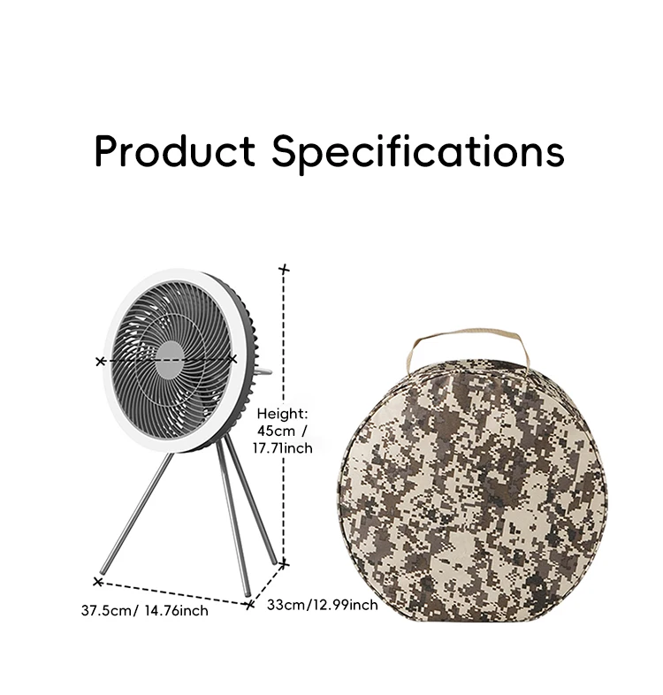 Outdoor Camping Rechargeable Fan Wireless Ceiling Electric Fan LED Light 10000mAh Emergency Charging Desktop Portable Fan Tripod