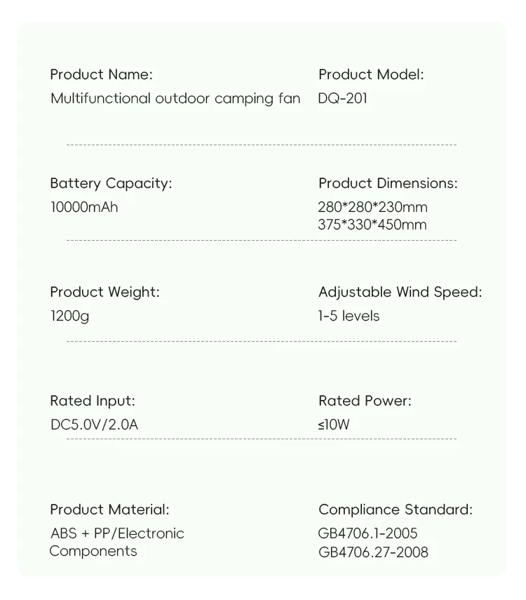 Outdoor Camping Rechargeable Fan Wireless Ceiling Electric Fan LED Light 10000mAh Emergency Charging Desktop Portable Fan Tripod