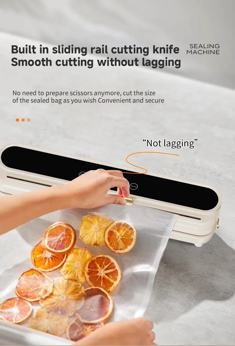 2026 New Electric Vacuum Sealer Built‑in Cutter Dry Wet Mode Automatic Food Sealer Kitchen Food Preservation Packaging Machine