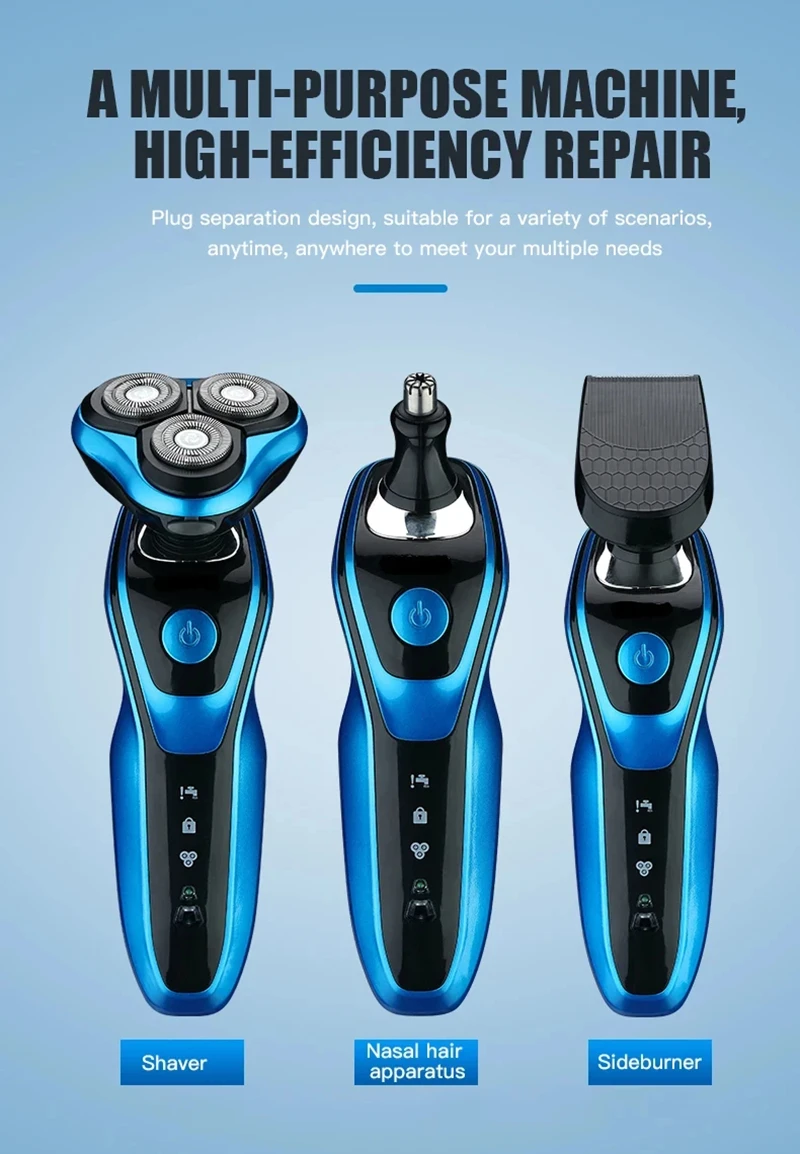 Lenovo Men Razor Electric Shavers Portable Wet-Dry Dual Use Waterproof Beard Facial Trimmer Shaving Machine for Men Father Gift