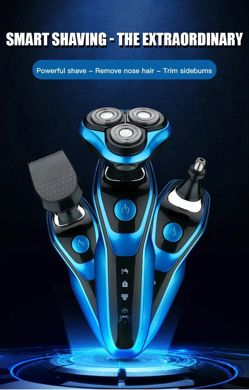 Lenovo Men Razor Electric Shavers Portable Wet-Dry Dual Use Waterproof Beard Facial Trimmer Shaving Machine for Men Father Gift