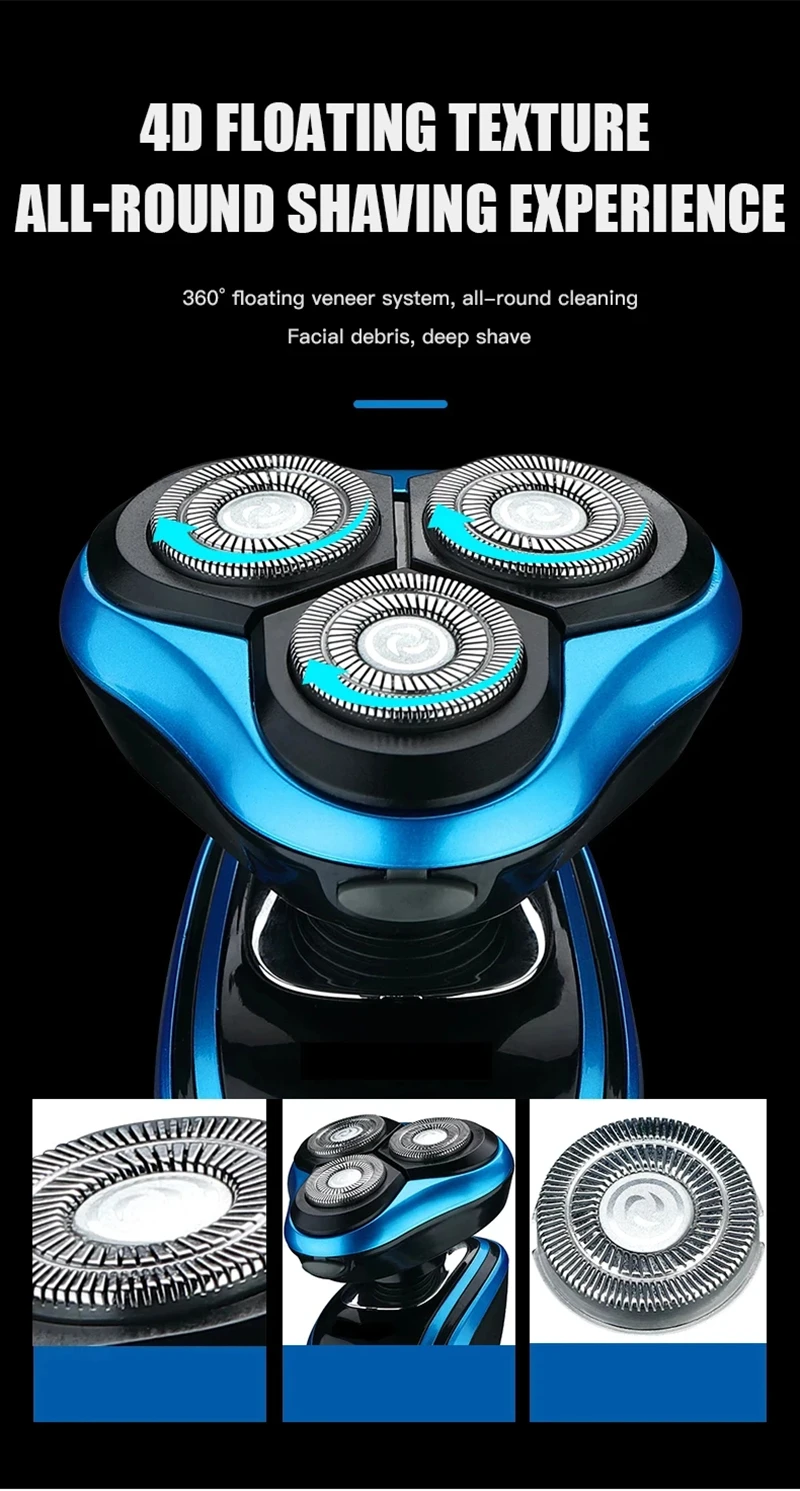 Lenovo Men Razor Electric Shavers Portable Wet-Dry Dual Use Waterproof Beard Facial Trimmer Shaving Machine for Men Father Gift