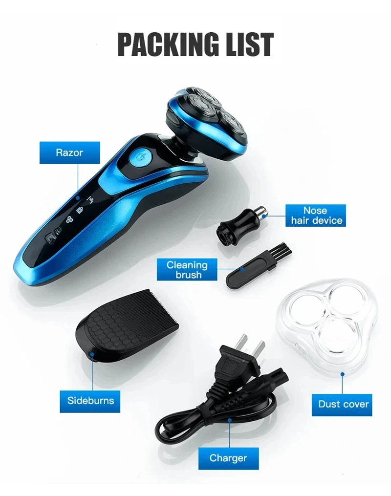 Lenovo Men Razor Electric Shavers Portable Wet-Dry Dual Use Waterproof Beard Facial Trimmer Shaving Machine for Men Father Gift