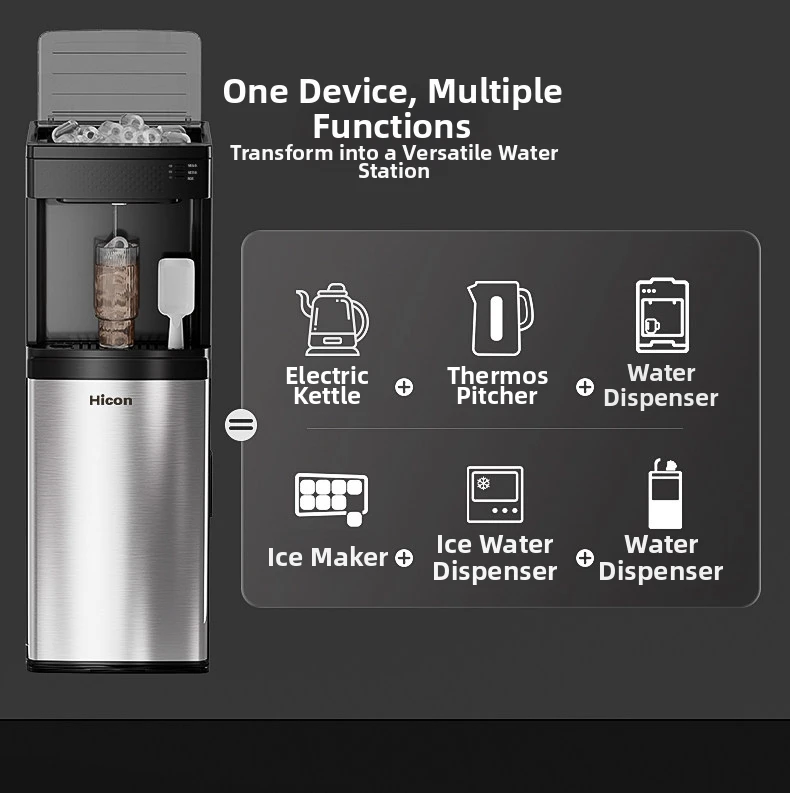 Ice Maker & Water Dispenser Combo, Countertop Ice Machine with Hot & Cold Water, Self-Cleaning Ice Maker for Home Office, Smart