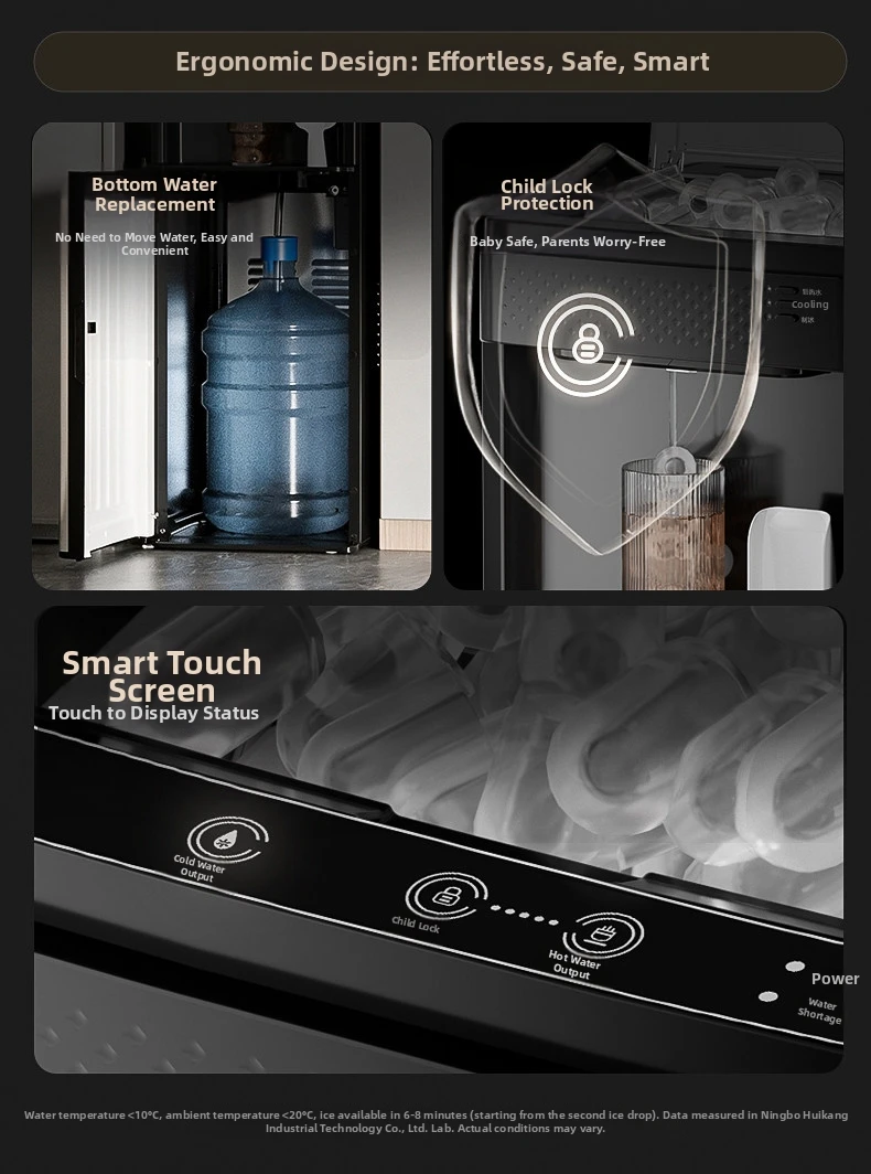 Ice Maker & Water Dispenser Combo, Countertop Ice Machine with Hot & Cold Water, Self-Cleaning Ice Maker for Home Office, Smart