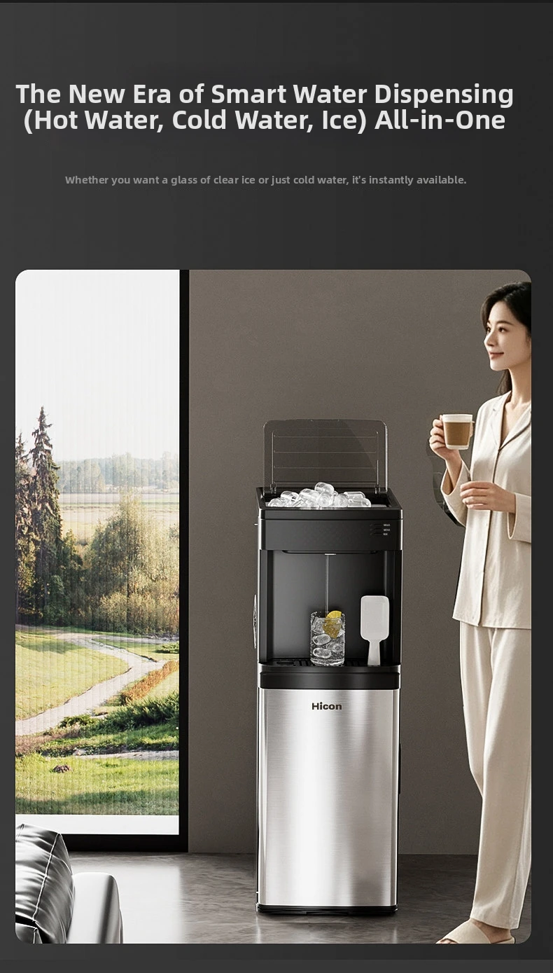 Ice Maker & Water Dispenser Combo, Countertop Ice Machine with Hot & Cold Water, Self-Cleaning Ice Maker for Home Office, Smart