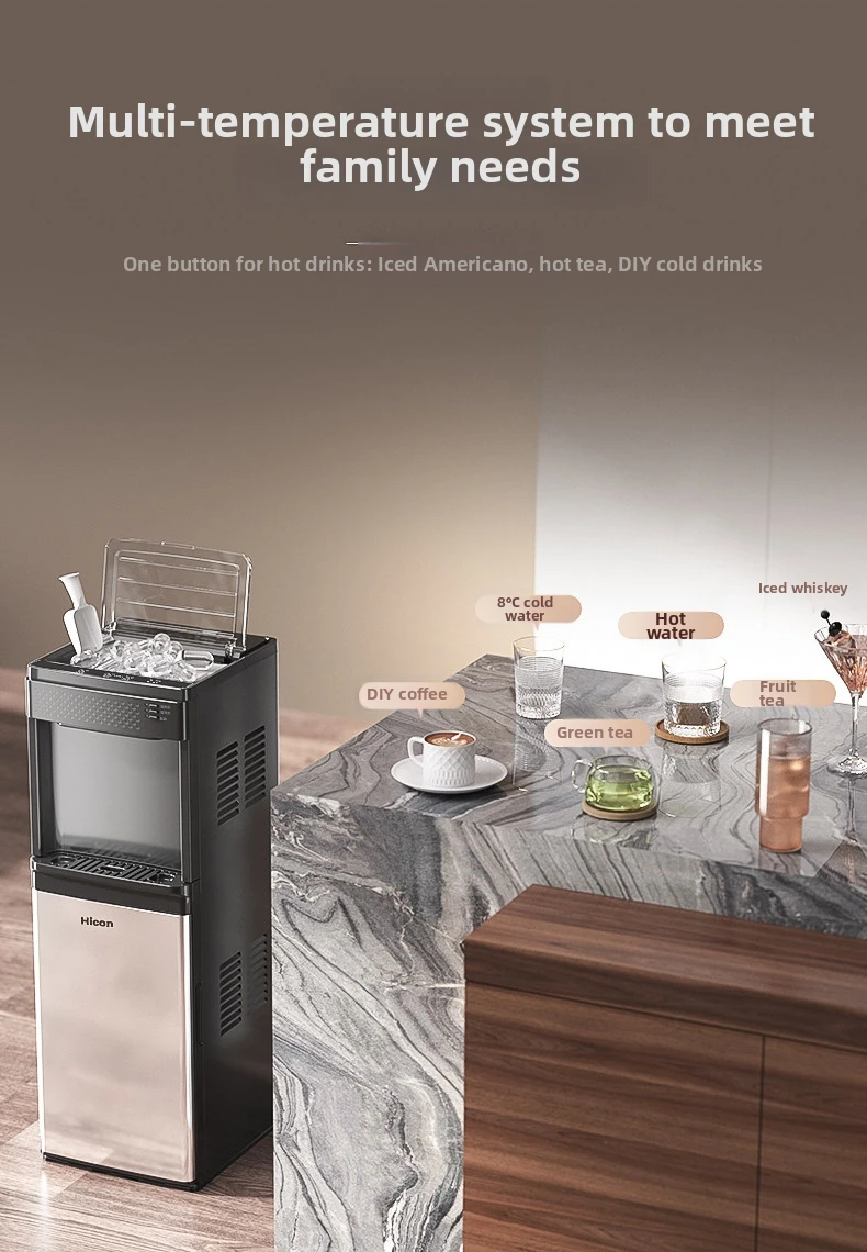 Ice Maker & Water Dispenser Combo, Countertop Ice Machine with Hot & Cold Water, Self-Cleaning Ice Maker for Home Office, Smart