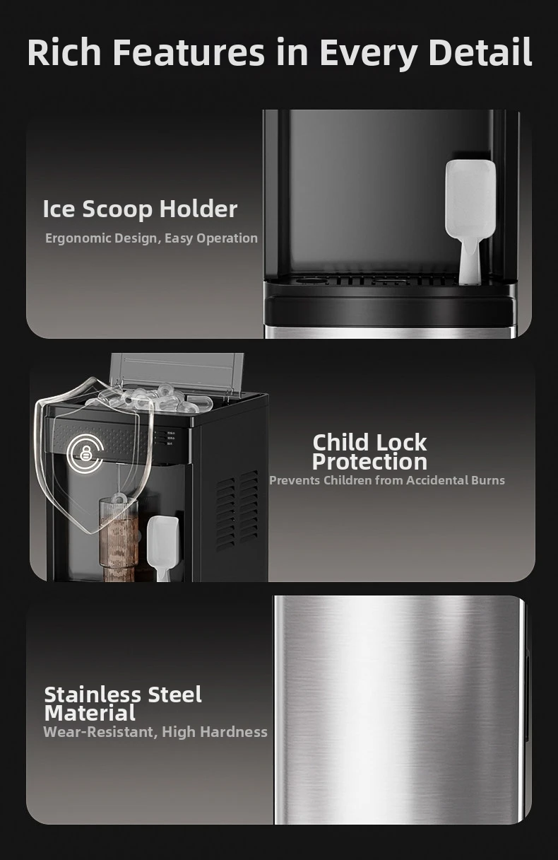 Ice Maker & Water Dispenser Combo, Countertop Ice Machine with Hot & Cold Water, Self-Cleaning Ice Maker for Home Office, Smart