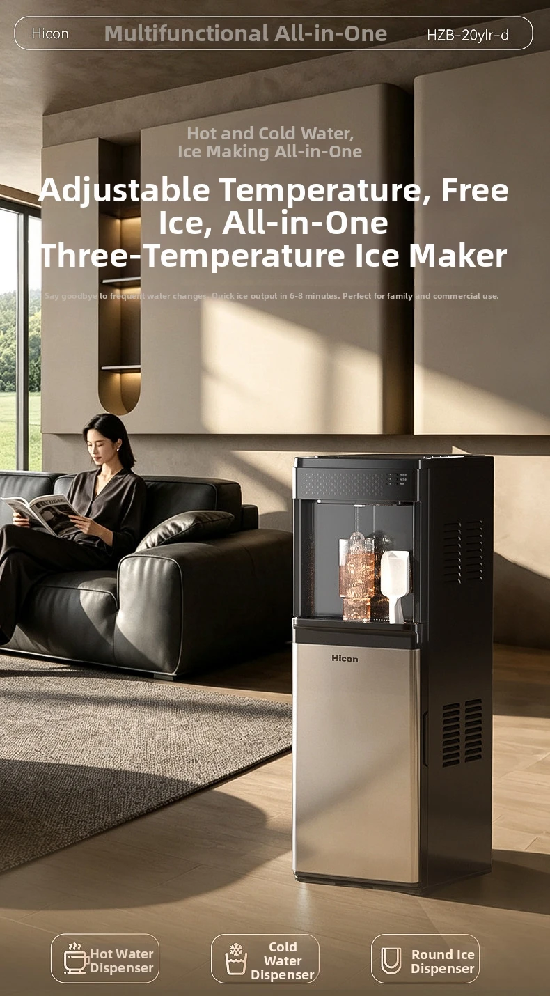 Ice Maker & Water Dispenser Combo, Countertop Ice Machine with Hot & Cold Water, Self-Cleaning Ice Maker for Home Office, Smart