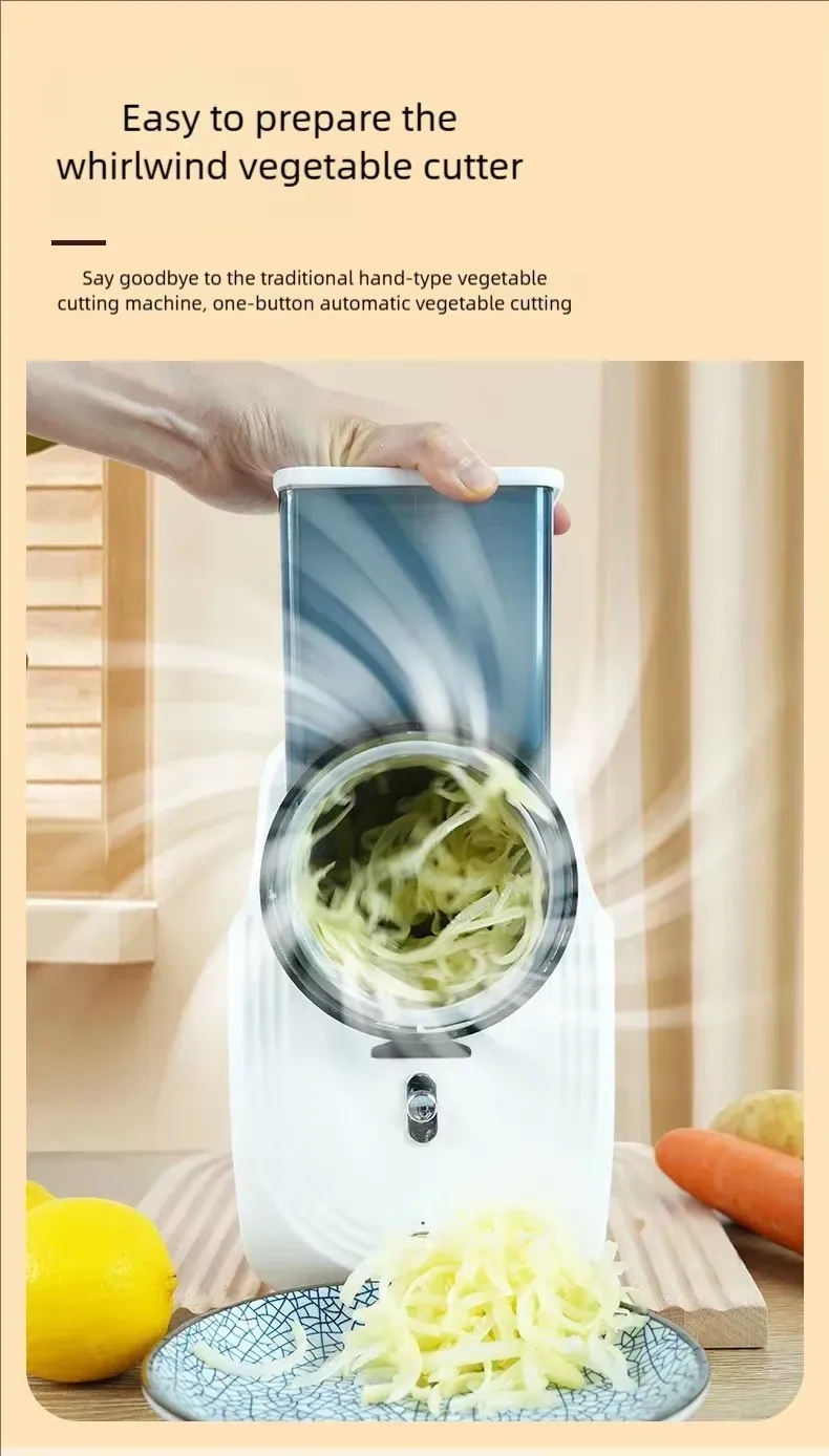 Home Kitchen Electric Vegetable Cutter and Shredder with Versatile Slicing Functions